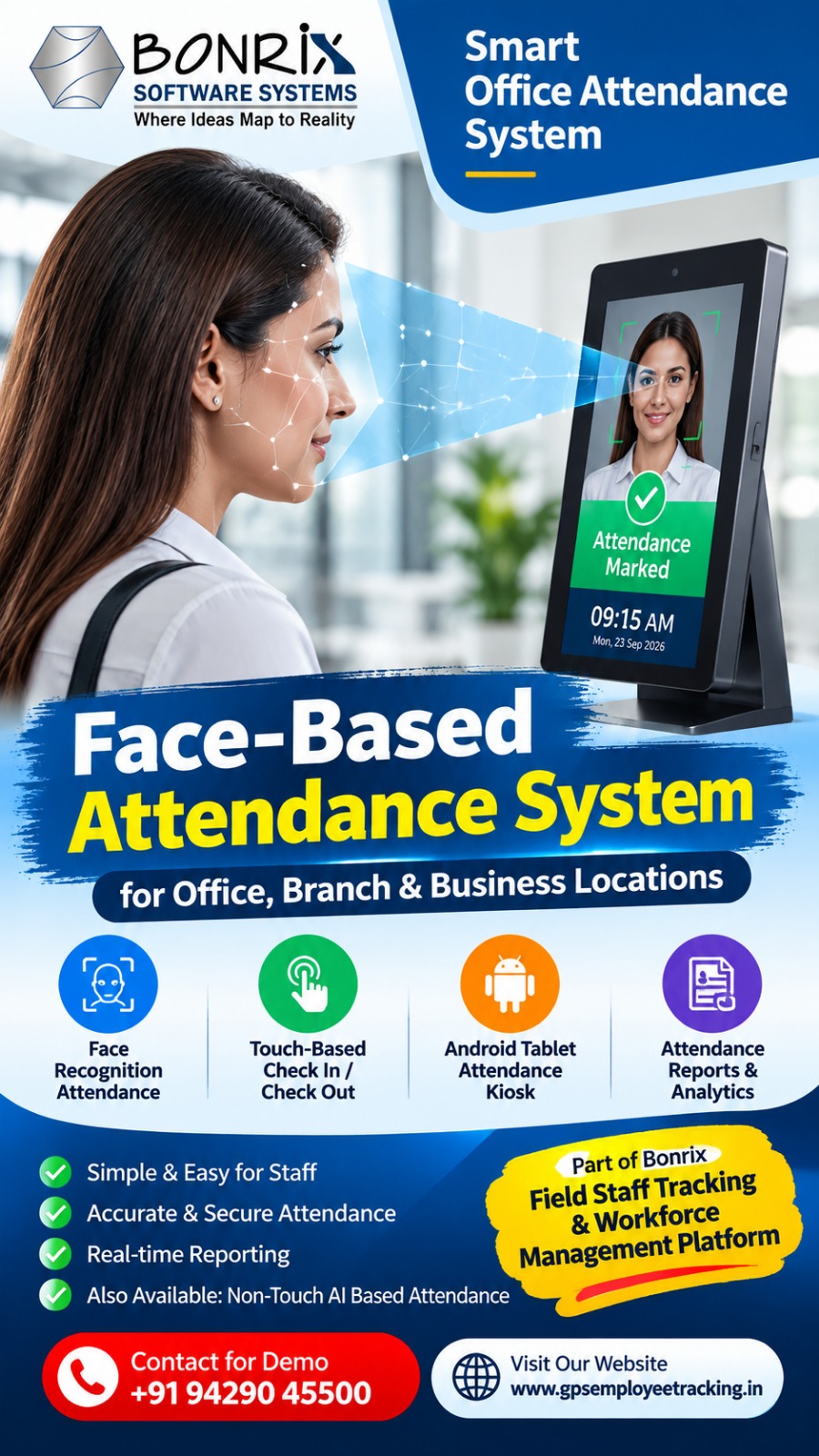 Bonrix Office Attendance System – Smart Face Recognition Attendance for Modern Businesses
