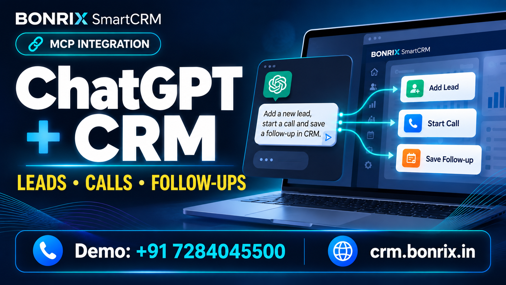 ChatGPT + Bonrix SmartCRM | Add Leads, Make Calls & Save Follow-Ups Using MCP