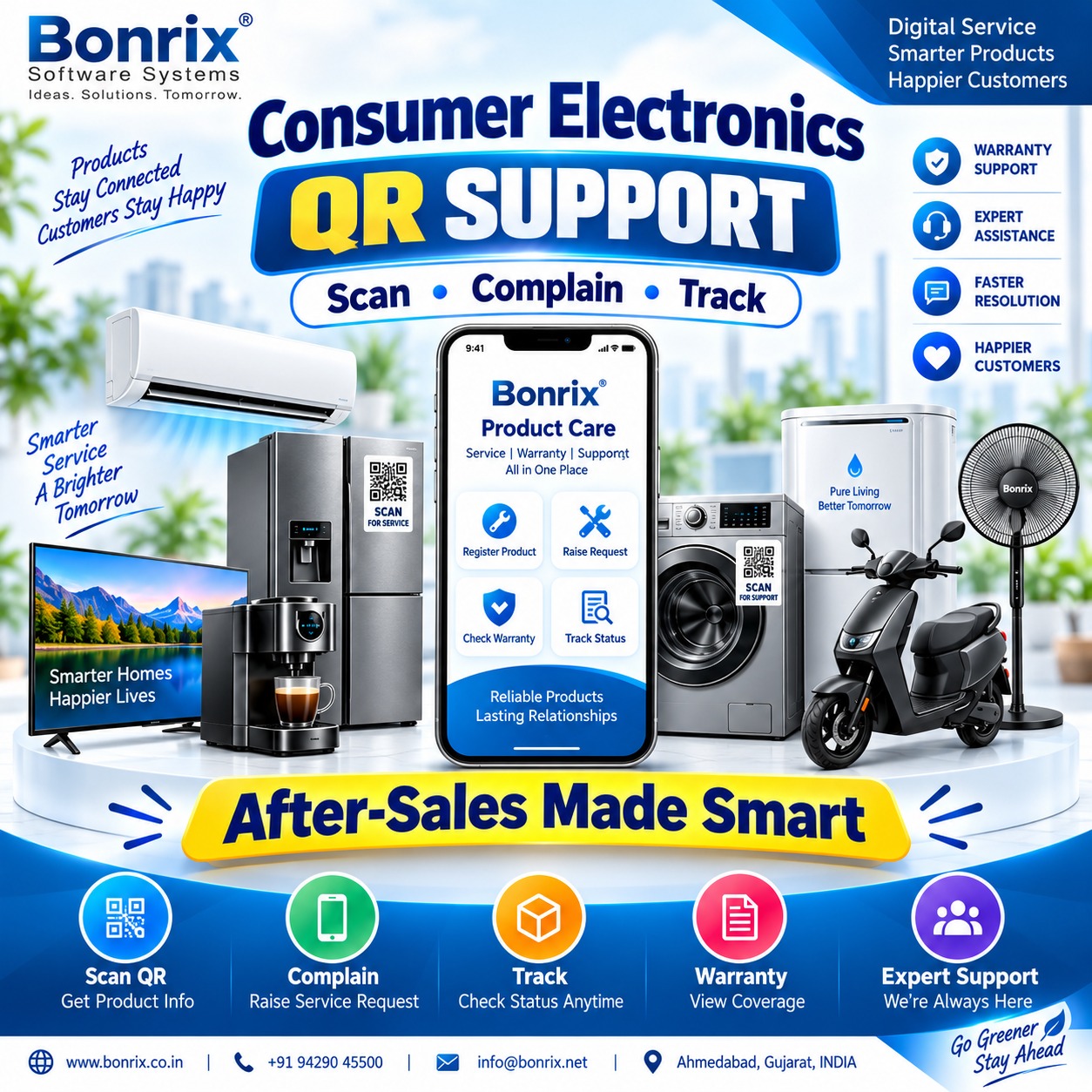 Bonrix QR-Based Consumer Appliance Service, Warranty & Complaint Management Platform for Electronics