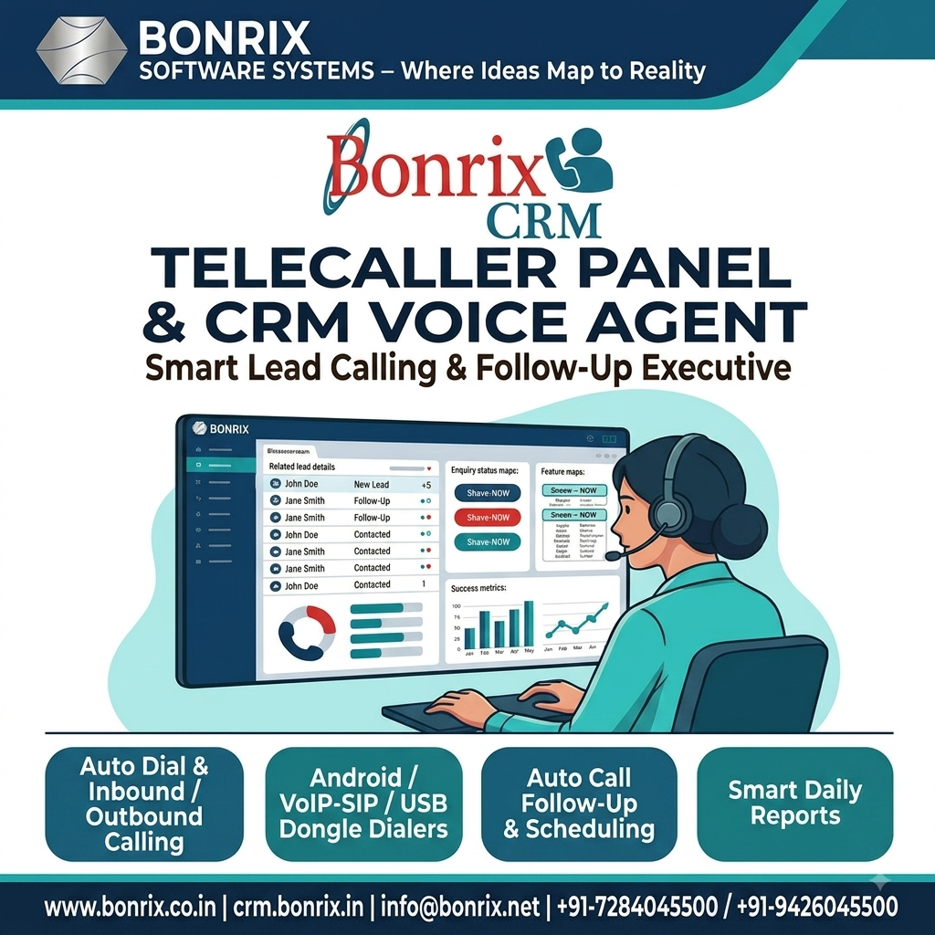Bonrix CRM & Auto Dialer –  Telecaller Management Solution